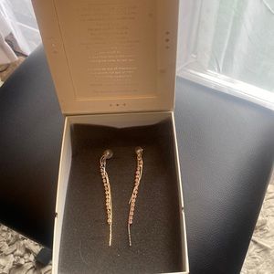 Local Designer Drop Earrings, Silver and Pink tone.